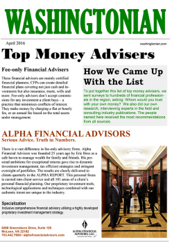 Washingtonian Top Money Advisors 2016